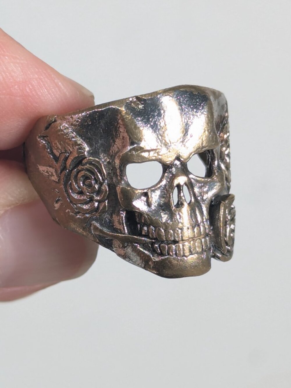 Vintage G&S89 Silver Plated Biker Skull Ring